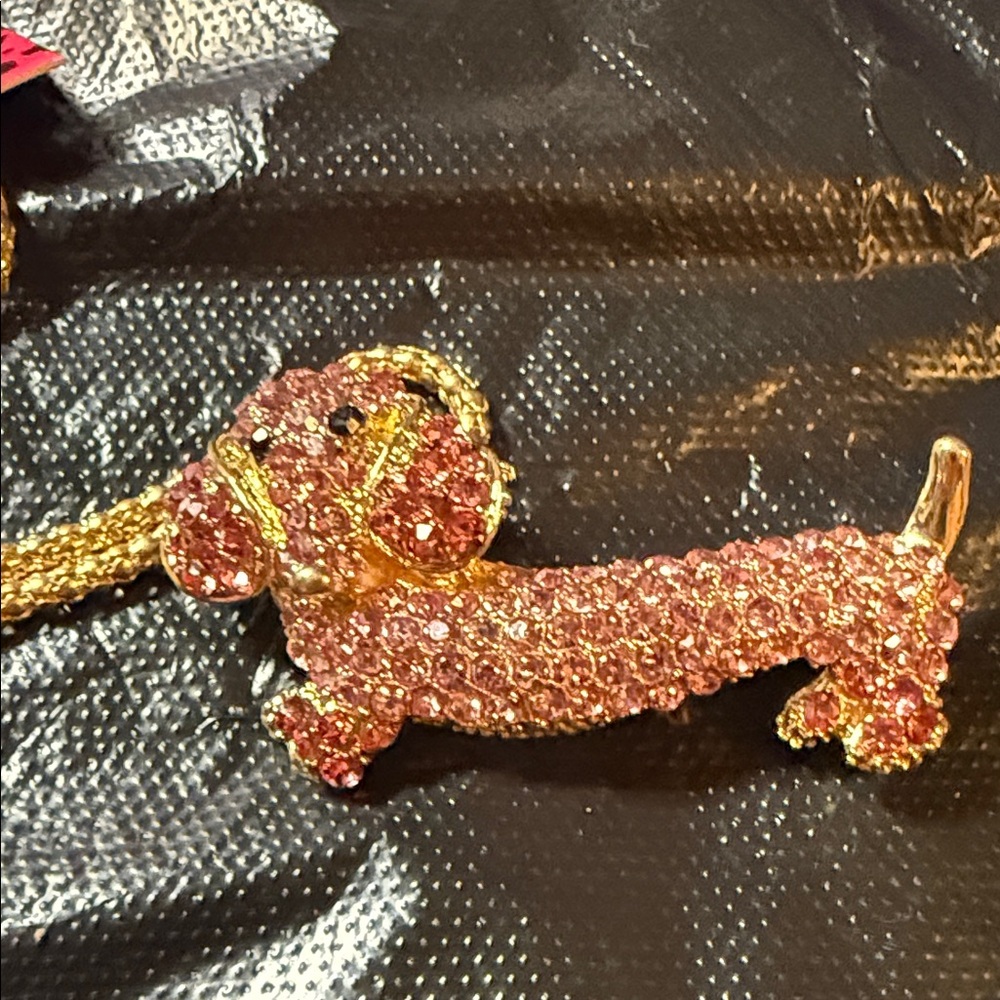Sparkling Pink Dachshund Brooch